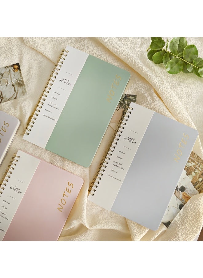 Portable A5 Notebook for writing, 4-Piece Hardcover Memo Diary Notepad, Notebook for Daily Weekly and Monthly Goals Planner, Hard Cover Memo Diary, Lined Thick Paper Journal Notebook, Ideal for Women & Men, Travel, Work, School (Purple, Green, Pink, Blue) - Image 2